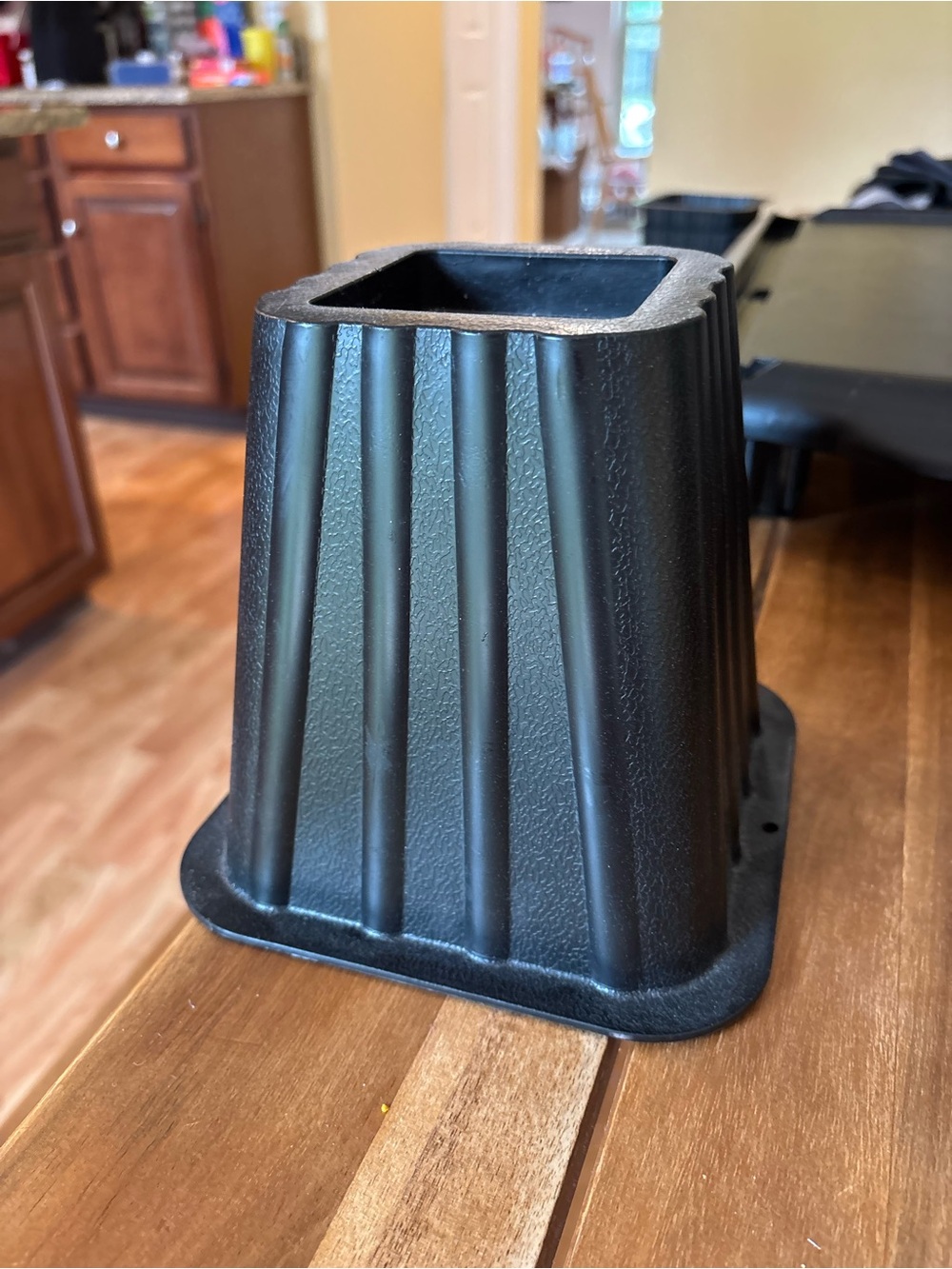 Heavy-Duty Black Furniture Riser - Ribbed Plastic Block